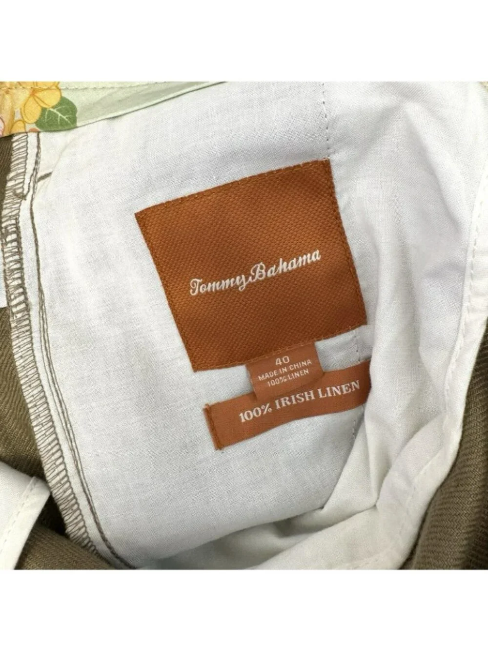 Tommy Bahama Pants Mens Size 40x32 Khaki Tan 100% Irish Linen Trouser